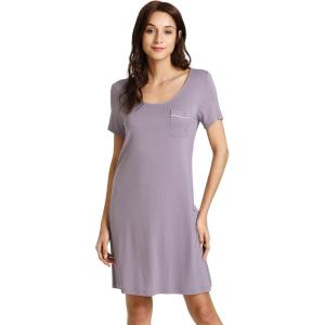 imageWiWi Viscose from Bamboo Nightgowns for Women Short Sleeve Sleep Shirt V Neck Nightgown Plus Size Sleepwear S4XBviolet