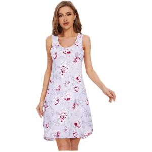 imageWiWi Viscose from Bamboo Nightgowns for Women Soft Sleeveless Tank Sleep Shirts Plus Size Sleepwear Night Dress S4XAgreyPeony