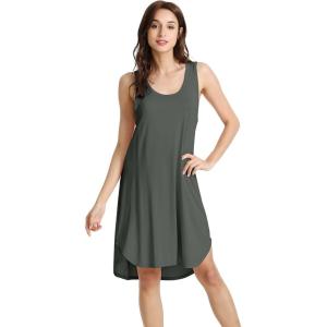 imageWiWi Viscose from Bamboo Nightgowns for Women Soft Sleeveless Tank Sleep Shirts Plus Size Sleepwear Night Dress S4XAiron Grey