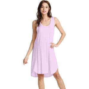 imageWiWi Viscose from Bamboo Nightgowns for Women Soft Sleeveless Tank Sleep Shirts Plus Size Sleepwear Night Dress S4XAlight Purple