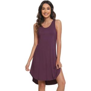 imageWiWi Viscose from Bamboo Nightgowns for Women Soft Sleeveless Tank Sleep Shirts Plus Size Sleepwear Night Dress S4XAmulberry