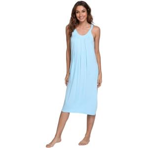 imageWiWi Viscose from Bamboo Nightgowns for Women Soft Sleeveless Tank Sleep Shirts Plus Size Sleepwear Night Dress S4XEpale Blue
