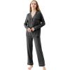 imageWiWi Bamboo Viscose Pajamas Set for Women Soft Button Down Sleepwear Pj Lightweight Lounge Sets Loungewear SXXLAcharcoal Heather