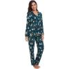 imageWiWi Bamboo Viscose Pajamas Set for Women Soft Button Down Sleepwear Pj Lightweight Lounge Sets Loungewear SXXLAchristmas Elk on Green