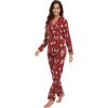 imageWiWi Bamboo Viscose Pajamas Set for Women Soft Button Down Sleepwear Pj Lightweight Lounge Sets Loungewear SXXLAchristmas Elk on Red