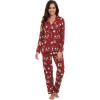 imageWiWi Bamboo Viscose Pajamas Set for Women Soft Button Down Sleepwear Pj Lightweight Lounge Sets Loungewear SXXLAchristmas Elk on Red