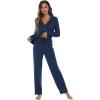 imageWiWi Bamboo Viscose Pajamas Set for Women Soft Button Down Sleepwear Pj Lightweight Lounge Sets Loungewear SXXLAdark Blue
