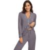 imageWiWi Bamboo Viscose Pajamas Set for Women Soft Button Down Sleepwear Pj Lightweight Lounge Sets Loungewear SXXLAdark Grey
