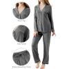 imageWiWi Bamboo Viscose Pajamas Set for Women Soft Button Down Sleepwear Pj Lightweight Lounge Sets Loungewear SXXLAdark Heather Grey