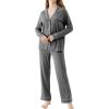 imageWiWi Bamboo Viscose Pajamas Set for Women Soft Button Down Sleepwear Pj Lightweight Lounge Sets Loungewear SXXLAdark Heather Grey