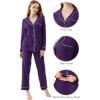 imageWiWi Bamboo Viscose Pajamas Set for Women Soft Button Down Sleepwear Pj Lightweight Lounge Sets Loungewear SXXLAdark Purple
