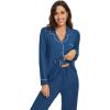 imageWiWi Bamboo Viscose Pajamas Set for Women Soft Button Down Sleepwear Pj Lightweight Lounge Sets Loungewear SXXLAink Blue