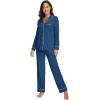 imageWiWi Bamboo Viscose Pajamas Set for Women Soft Button Down Sleepwear Pj Lightweight Lounge Sets Loungewear SXXLAink Blue