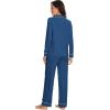 imageWiWi Bamboo Viscose Pajamas Set for Women Soft Button Down Sleepwear Pj Lightweight Lounge Sets Loungewear SXXLAink Blue