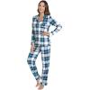 imageWiWi Bamboo Viscose Pajamas Set for Women Soft Button Down Sleepwear Pj Lightweight Lounge Sets Loungewear SXXLAnavyGreen Plaid