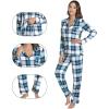 imageWiWi Bamboo Viscose Pajamas Set for Women Soft Button Down Sleepwear Pj Lightweight Lounge Sets Loungewear SXXLAnavyGreen Plaid