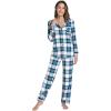 imageWiWi Bamboo Viscose Pajamas Set for Women Soft Button Down Sleepwear Pj Lightweight Lounge Sets Loungewear SXXLAnavyGreen Plaid