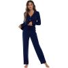imageWiWi Bamboo Viscose Pajamas Set for Women Soft Button Down Sleepwear Pj Lightweight Lounge Sets Loungewear SXXLAnavyPink