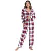 imageWiWi Bamboo Viscose Pajamas Set for Women Soft Button Down Sleepwear Pj Lightweight Lounge Sets Loungewear SXXLAnavyRed Plaid