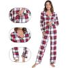 imageWiWi Bamboo Viscose Pajamas Set for Women Soft Button Down Sleepwear Pj Lightweight Lounge Sets Loungewear SXXLAnavyRed Plaid