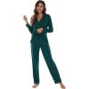 imageWiWi Bamboo Viscose Pajamas Set for Women Soft Button Down Sleepwear Pj Lightweight Lounge Sets Loungewear SXXLApeacock Green