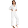 imageWiWi Bamboo Viscose Pajamas Set for Women Soft Button Down Sleepwear Pj Lightweight Lounge Sets Loungewear SXXLApure White
