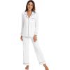 imageWiWi Bamboo Viscose Pajamas Set for Women Soft Button Down Sleepwear Pj Lightweight Lounge Sets Loungewear SXXLApure White
