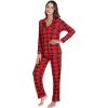imageWiWi Bamboo Viscose Pajamas Set for Women Soft Button Down Sleepwear Pj Lightweight Lounge Sets Loungewear SXXLAred Plaid