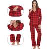 imageWiWi Bamboo Viscose Pajamas Set for Women Soft Button Down Sleepwear Pj Lightweight Lounge Sets Loungewear SXXLAred Plaid