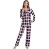 imageWiWi Bamboo Viscose Pajamas Set for Women Soft Button Down Sleepwear Pj Lightweight Lounge Sets Loungewear SXXLAred Stripe Plaid