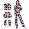 imageWiWi Bamboo Viscose Pajamas Set for Women Soft Button Down Sleepwear Pj Lightweight Lounge Sets Loungewear SXXLAred Stripe Plaid