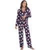 imageWiWi Bamboo Viscose Pajamas Set for Women Soft Button Down Sleepwear Pj Lightweight Lounge Sets Loungewear SXXLAsanta Claus on Navy