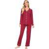 imageWiWi Bamboo Viscose Pajamas Set for Women Soft Button Down Sleepwear Pj Lightweight Lounge Sets Loungewear SXXLAwine Red