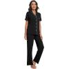 imageWiWi Bamboo Viscose Pajamas Set for Women Soft Button Down Sleepwear Pj Lightweight Lounge Sets Loungewear SXXLBblack