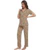 imageWiWi Bamboo Viscose Pajamas Set for Women Soft Button Down Sleepwear Pj Lightweight Lounge Sets Loungewear SXXLBbrown Leopard