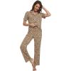 imageWiWi Bamboo Viscose Pajamas Set for Women Soft Button Down Sleepwear Pj Lightweight Lounge Sets Loungewear SXXLBbrown Leopard