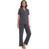 imageWiWi Bamboo Viscose Pajamas Set for Women Soft Button Down Sleepwear Pj Lightweight Lounge Sets Loungewear SXXLBcharcoal