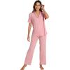 imageWiWi Bamboo Viscose Pajamas Set for Women Soft Button Down Sleepwear Pj Lightweight Lounge Sets Loungewear SXXLBdusty Pink