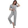 imageWiWi Bamboo Viscose Pajamas Set for Women Soft Button Down Sleepwear Pj Lightweight Lounge Sets Loungewear SXXLBheather Grey