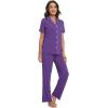 imageWiWi Bamboo Viscose Pajamas Set for Women Soft Button Down Sleepwear Pj Lightweight Lounge Sets Loungewear SXXLBlilac