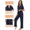 imageWiWi Bamboo Viscose Pajamas Set for Women Soft Button Down Sleepwear Pj Lightweight Lounge Sets Loungewear SXXLBnavy