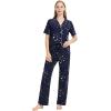 imageWiWi Bamboo Viscose Pajamas Set for Women Soft Button Down Sleepwear Pj Lightweight Lounge Sets Loungewear SXXLBnavy Stars