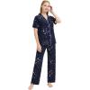 imageWiWi Bamboo Viscose Pajamas Set for Women Soft Button Down Sleepwear Pj Lightweight Lounge Sets Loungewear SXXLBnavy Stars