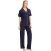imageWiWi Bamboo Viscose Pajamas Set for Women Soft Button Down Sleepwear Pj Lightweight Lounge Sets Loungewear SXXLBnavyWhite Dots