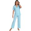 imageWiWi Bamboo Viscose Pajamas Set for Women Soft Button Down Sleepwear Pj Lightweight Lounge Sets Loungewear SXXLBpale Blue