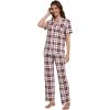 imageWiWi Bamboo Viscose Pajamas Set for Women Soft Button Down Sleepwear Pj Lightweight Lounge Sets Loungewear SXXLBredwhite Plaid