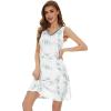 imageWiWi Nightgown for Women Cooling Sleeveless Sleepwear V Neck Sleep Shirt Plus Size Tank Pajamas Dress S4XA Leaf