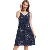 imageWiWi Nightgown for Women Cooling Sleeveless Sleepwear V Neck Sleep Shirt Plus Size Tank Pajamas Dress S4XA Navy Stars