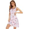 imageWiWi Nightgown for Women Cooling Sleeveless Sleepwear V Neck Sleep Shirt Plus Size Tank Pajamas Dress S4XAgreyPeony