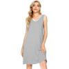 imageWiWi Nightgown for Women Cooling Sleeveless Sleepwear V Neck Sleep Shirt Plus Size Tank Pajamas Dress S4XAheather Grey